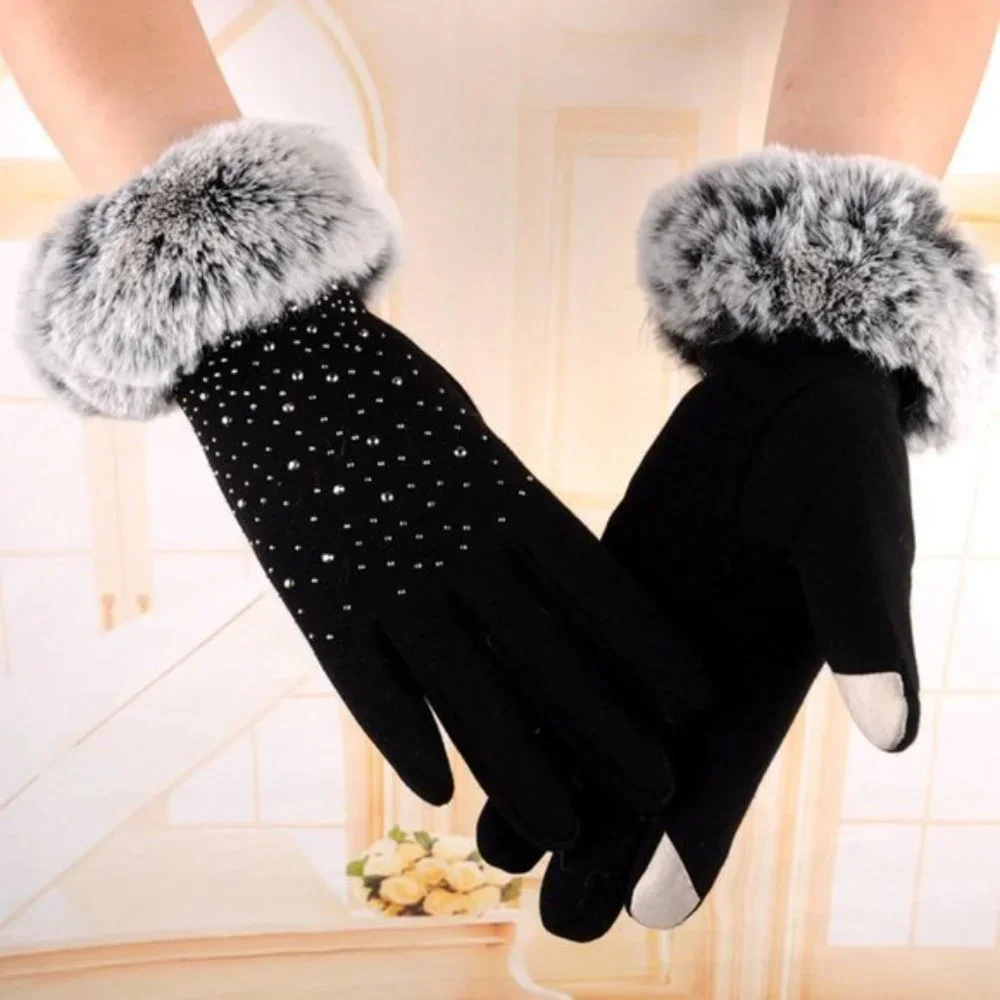Luxurious Rhinestones Winter Gloves Touchscreen Gloves